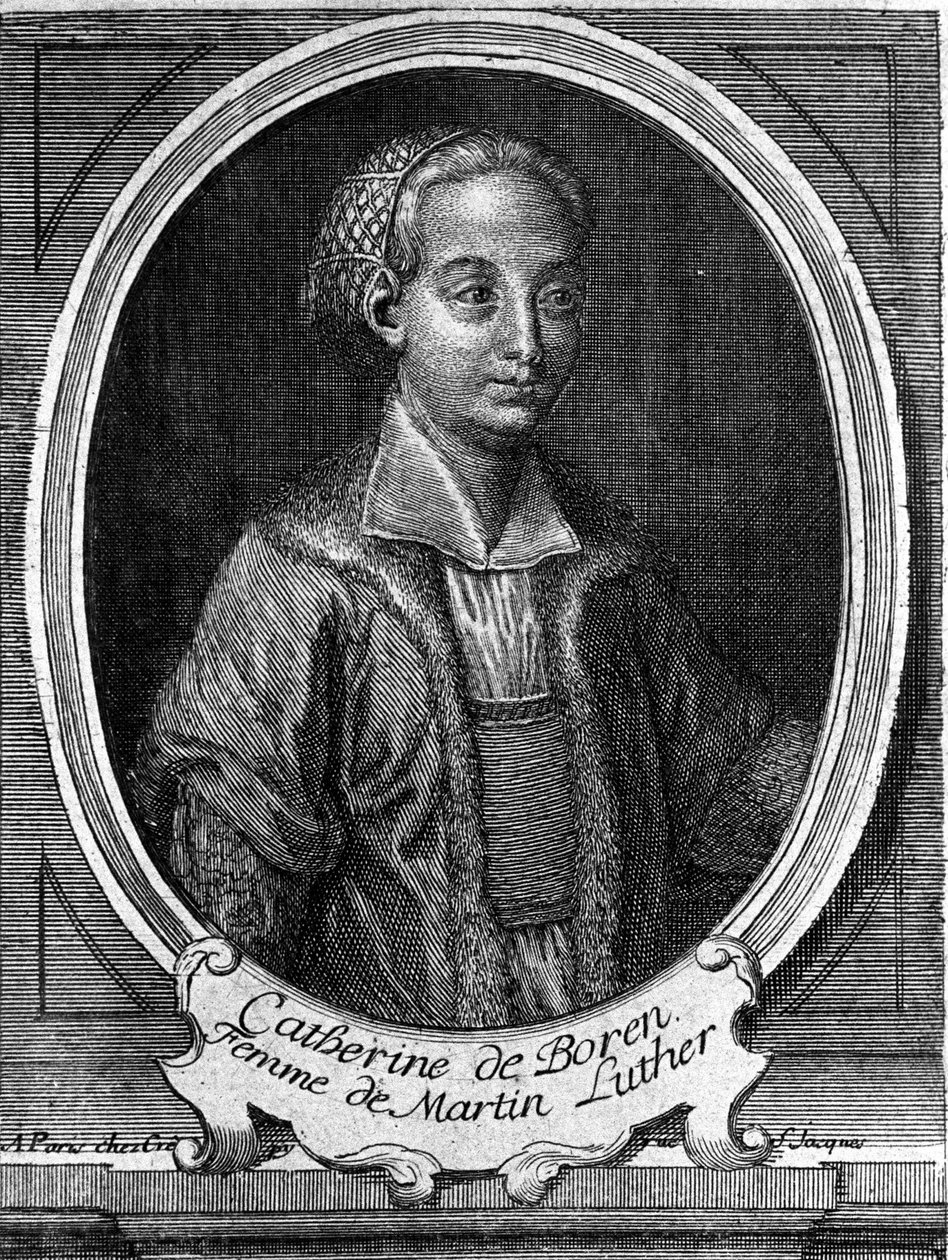 Portret van Catherine de Bore (Katharina von Bora) (1499-1552), vrouw van Martin Luther. Gravure uit de 18e eeuw. door Unknown artist
