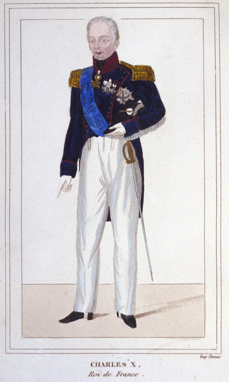 Portret van Karel X, koning van Frankrijk (1757 - 1836) gravure van 1830 door Unknown artist