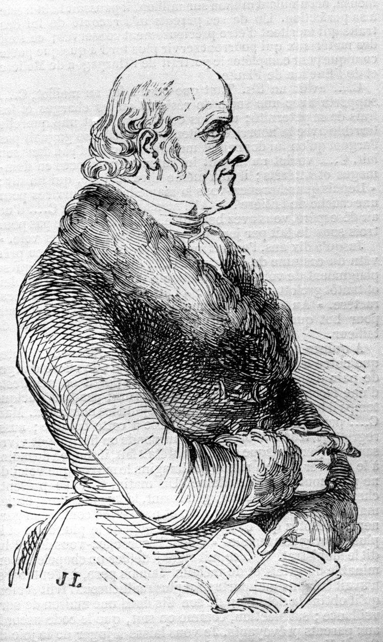 Portret van Christian Hahnemann (1755 - 1843), grondlegger van de homeopathie. Gravure uit de 19e eeuw. door Unknown artist