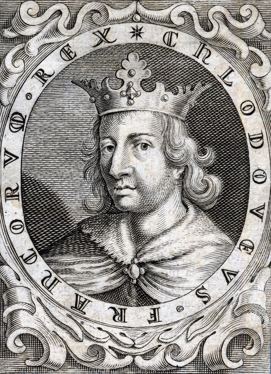 Portret van Clovis II (? - 657), koning van Neustrië, Bourgondië en Austrasië. door Unknown artist