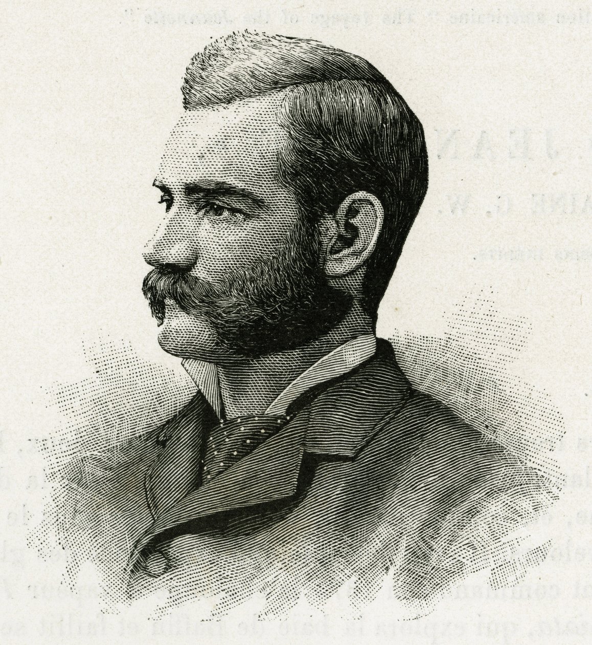 Portret van Danenhower, tweede luitenant van de La Jeannette-bemanning, voor de missie naar het noorden. Gravure ter illustratie van 
