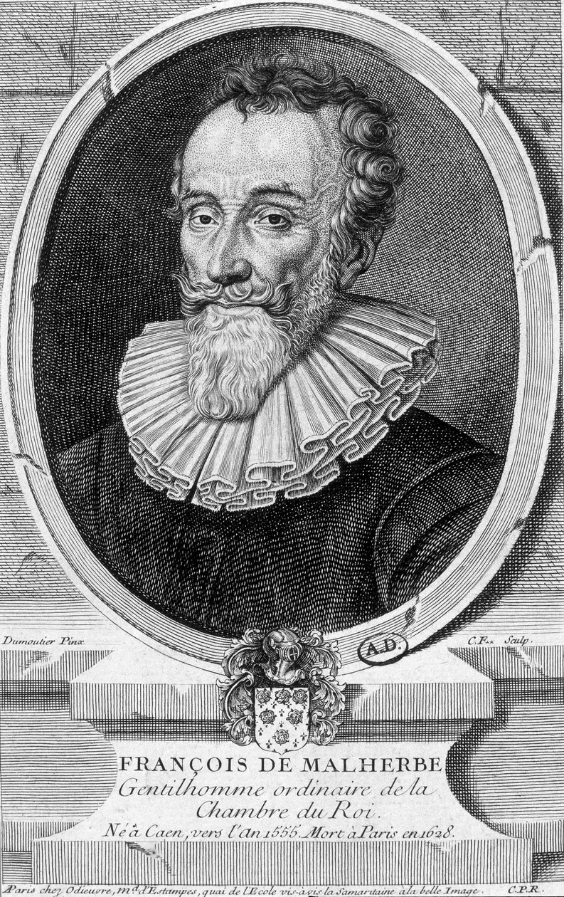 Portret van François Malherbe, Franse dichter (1555-1628) - gravure door Unknown artist