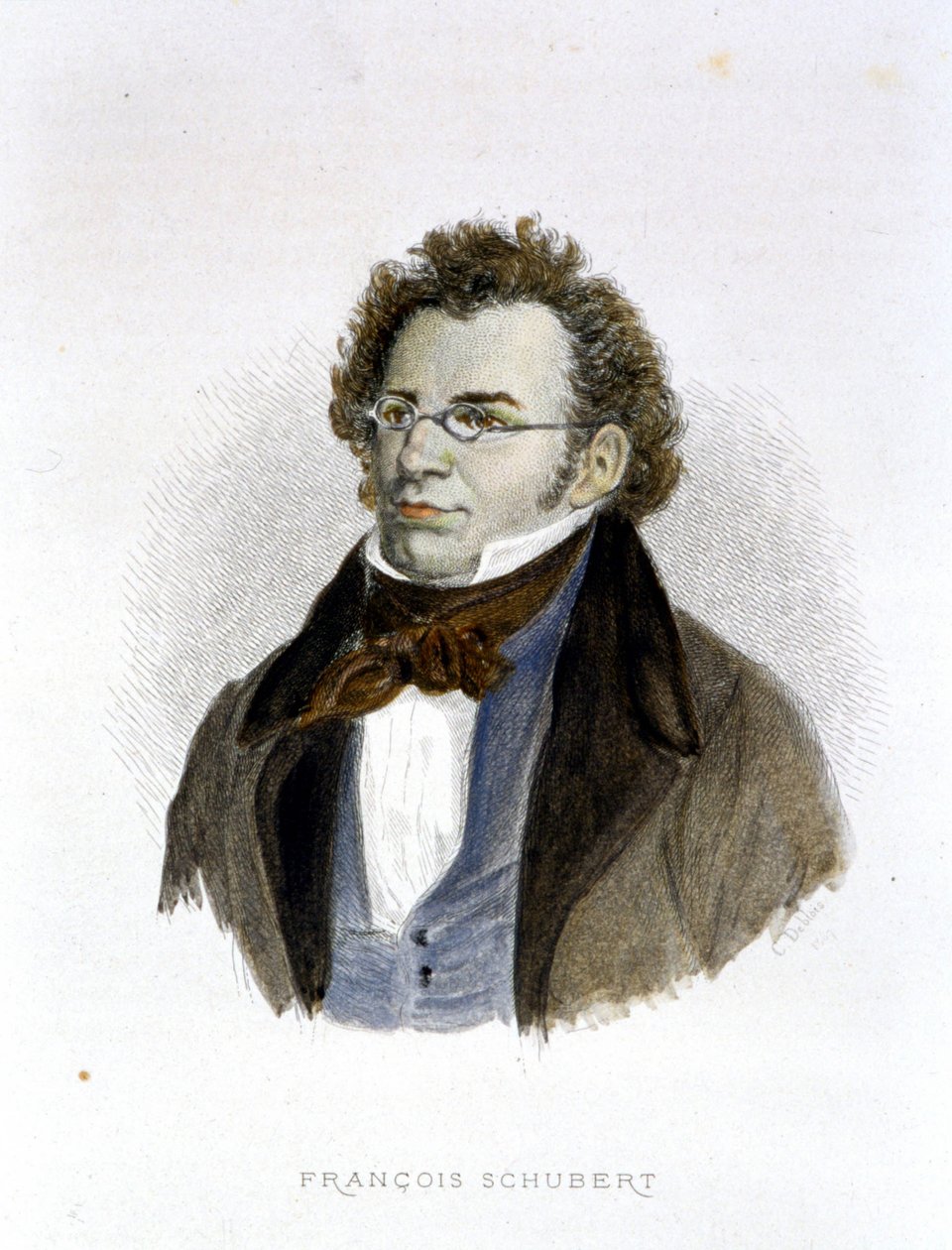 Portret van Frantz Schubert (1797 - 1828) - gravure door Unknown artist