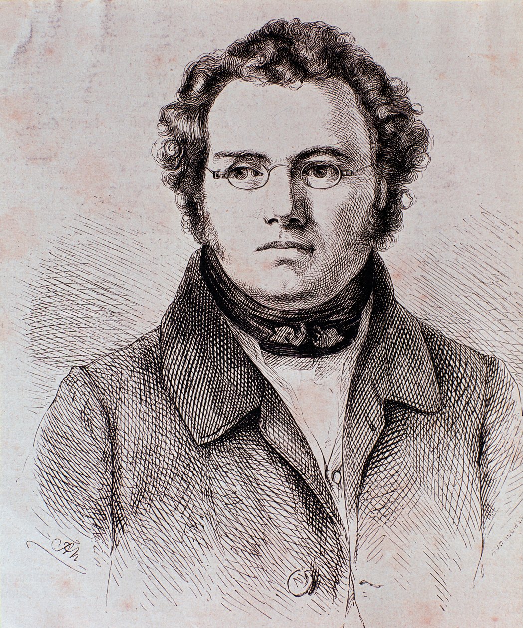 Portret van Franz Schubert (gravure) door Unknown artist