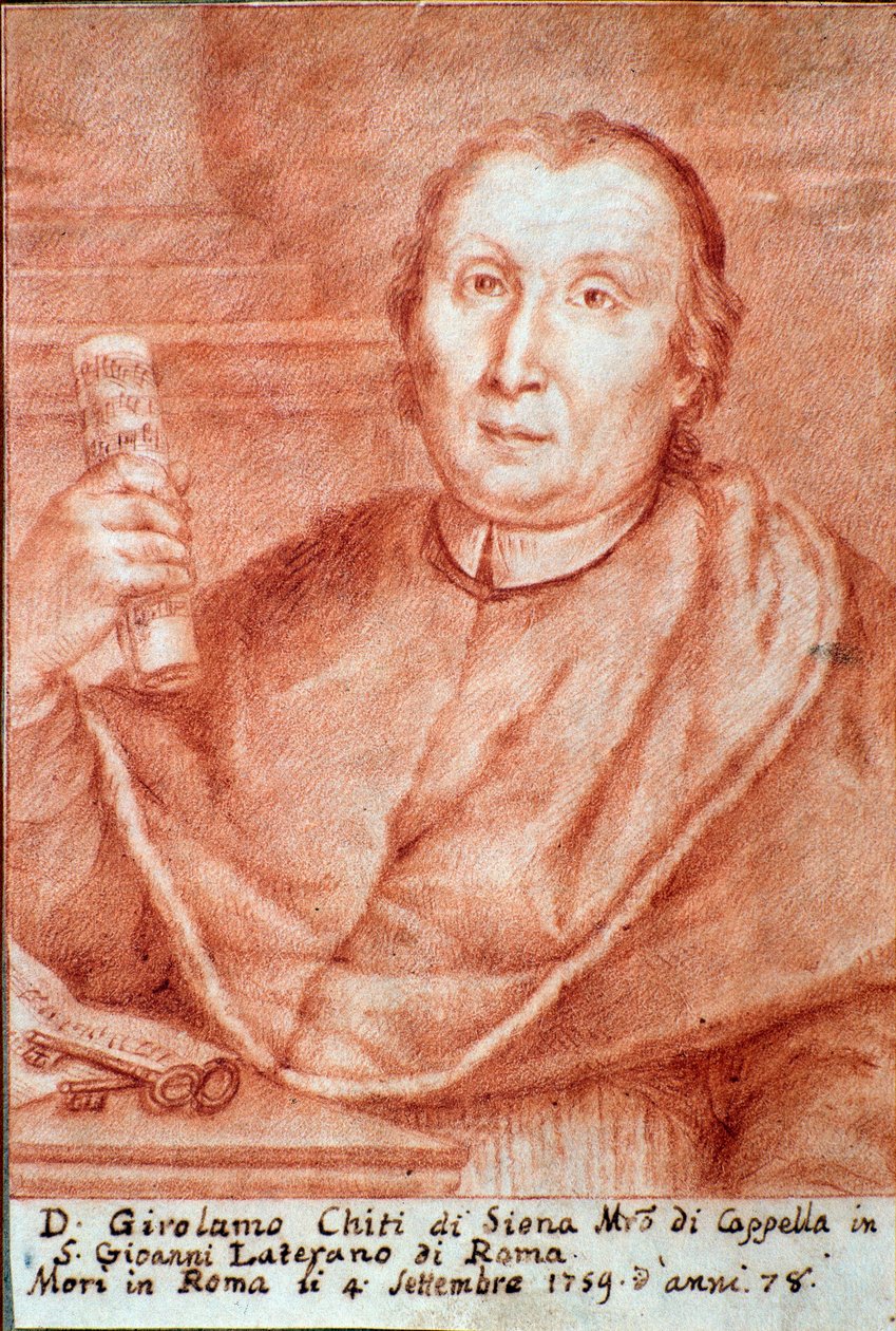 Portret van Girolamo Chiti di Siena (1679-1759) Italiaanse kapelmeester Gravure. 18e eeuw. door Unknown artist