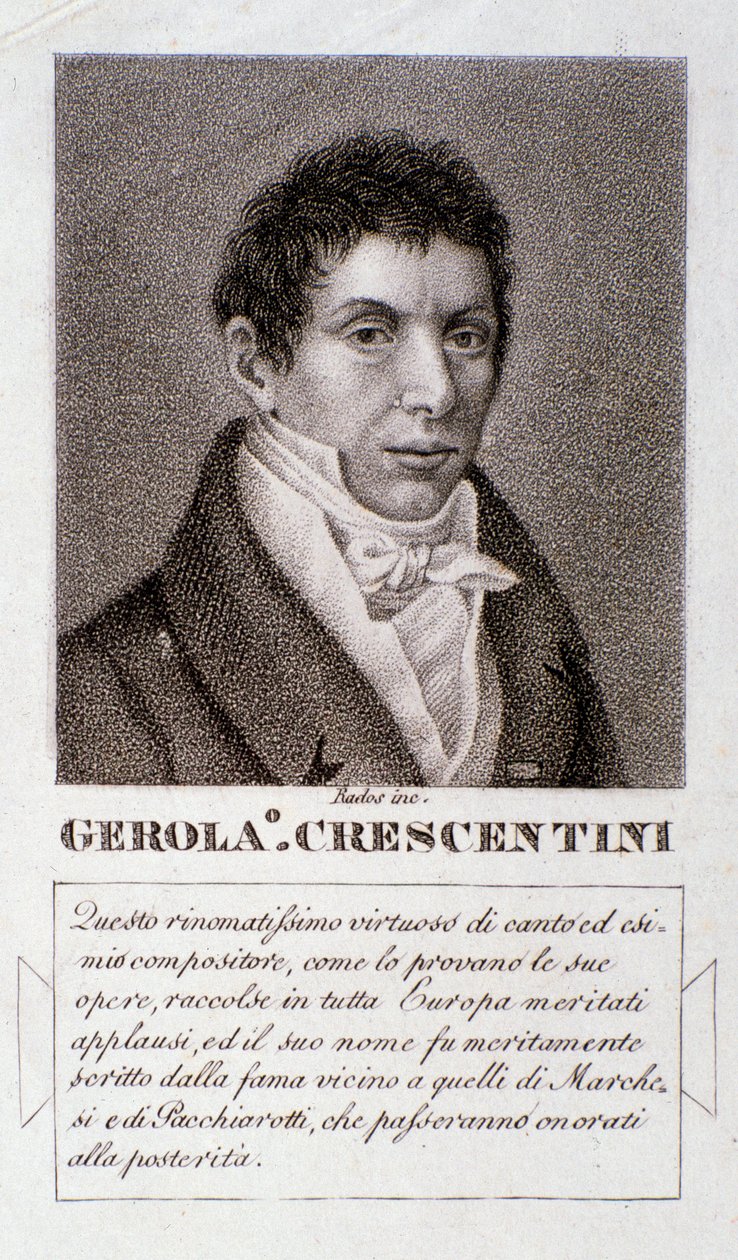 Portret van Girolamo Crescentini (gravure) door Unknown artist