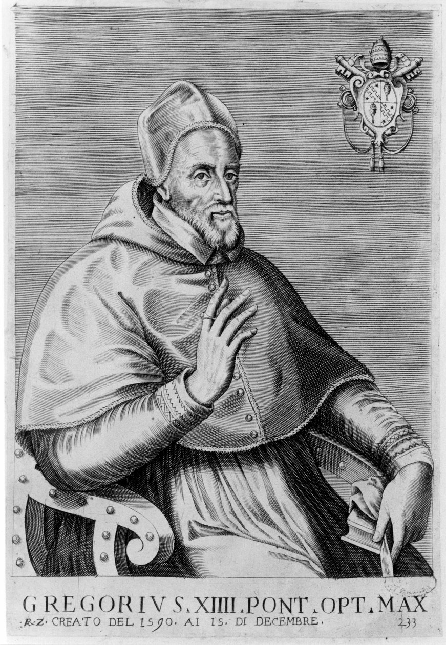 Portret van Gregorius XIV (1535 - 1591). door Unknown artist