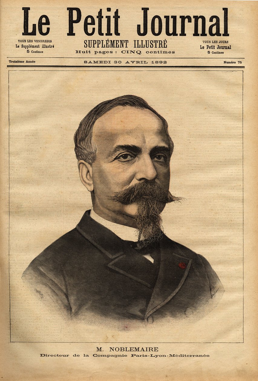 Portret van Gustave Noblemaire (1832-1924) die, na met succes toezicht te hebben gehouden op de bouw van de Alger-Oran spoorlijn tot 1869, terugkeerde naar Parijs om de leiding over de Paris Lyon Mediterranee maatschappij over te nemen, een functie die hij door Unknown artist