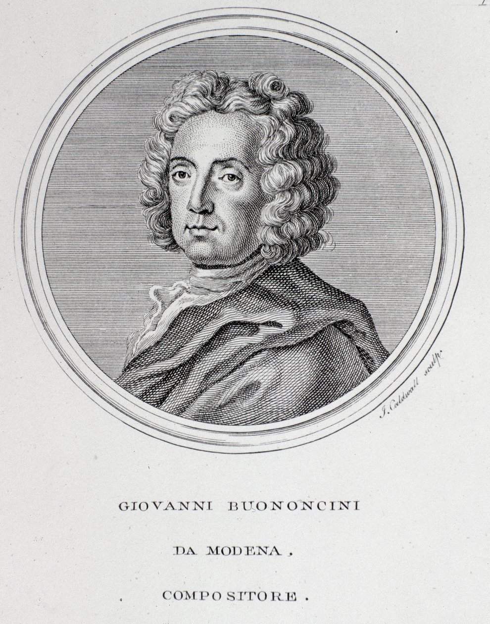Portret van de Italiaanse barokcomponist en cellist Giovanni Battista Bononcini door Unknown artist