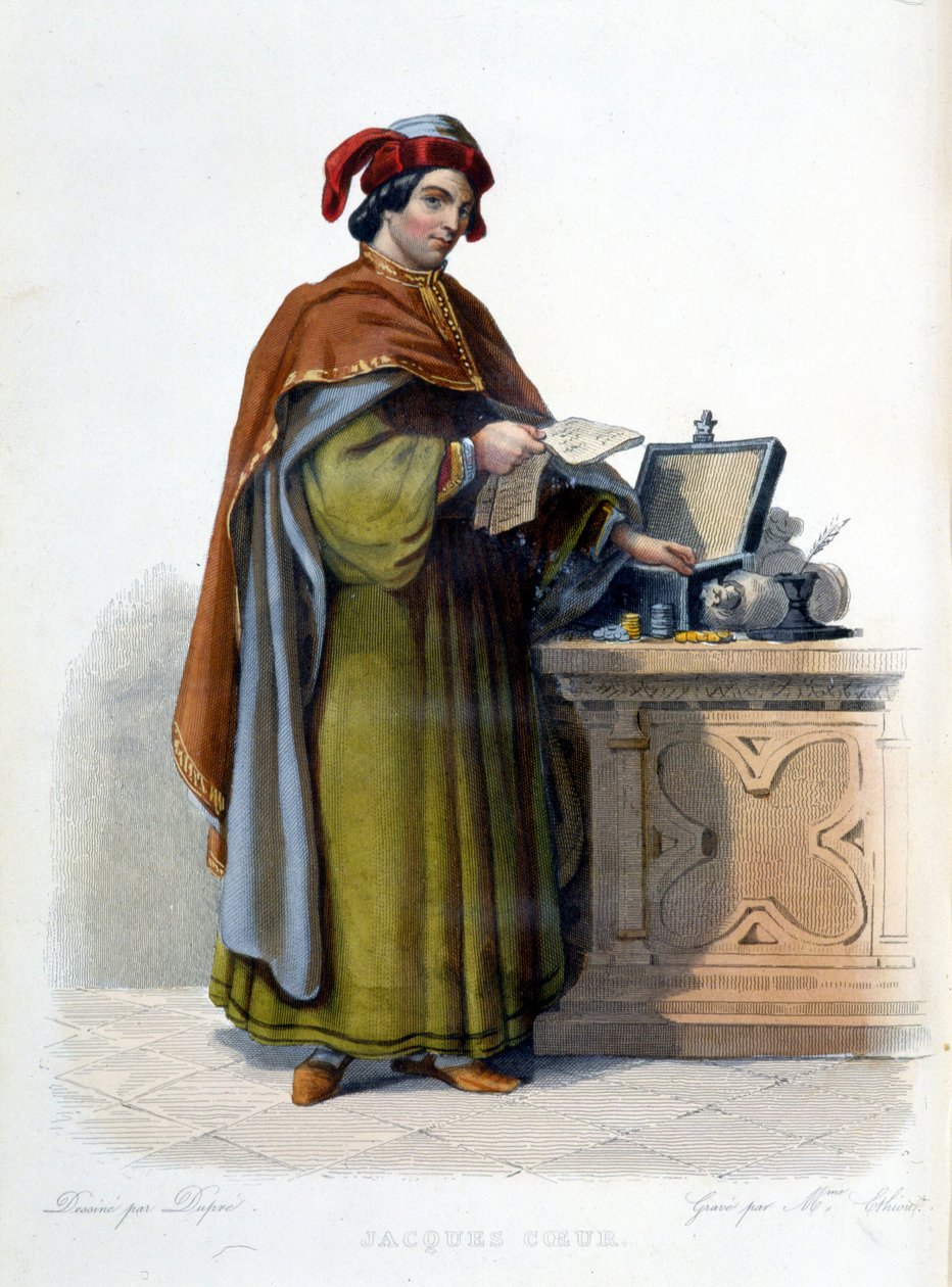 Portret van Jacques Coeur, Franse zakenman (1395 - 1456) - in "Le Plutarque Français", uitgegeven door Mennechet door Unknown artist