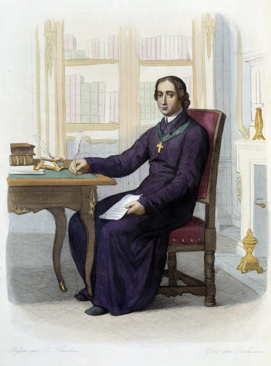 Portret van Jean Baptiste (Jean-Baptiste) Massillon, Franse prediker (1663-1742) - in "Le Plutarque Francais", uitgegeven door Mennechet door Unknown artist