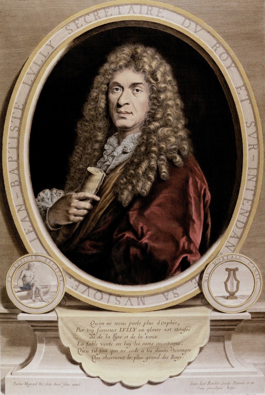 Portret van Jean Baptiste Lully (Giovanni Battista Lulli) (1632-1687). door Unknown artist