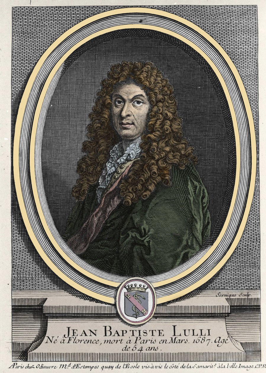 Portret van Jean Baptiste Lully (Giovanni Battista Lulli) (1632-1687), Franse componist van Italiaanse afkomst. Gravure uit de 19e eeuw. door Unknown artist