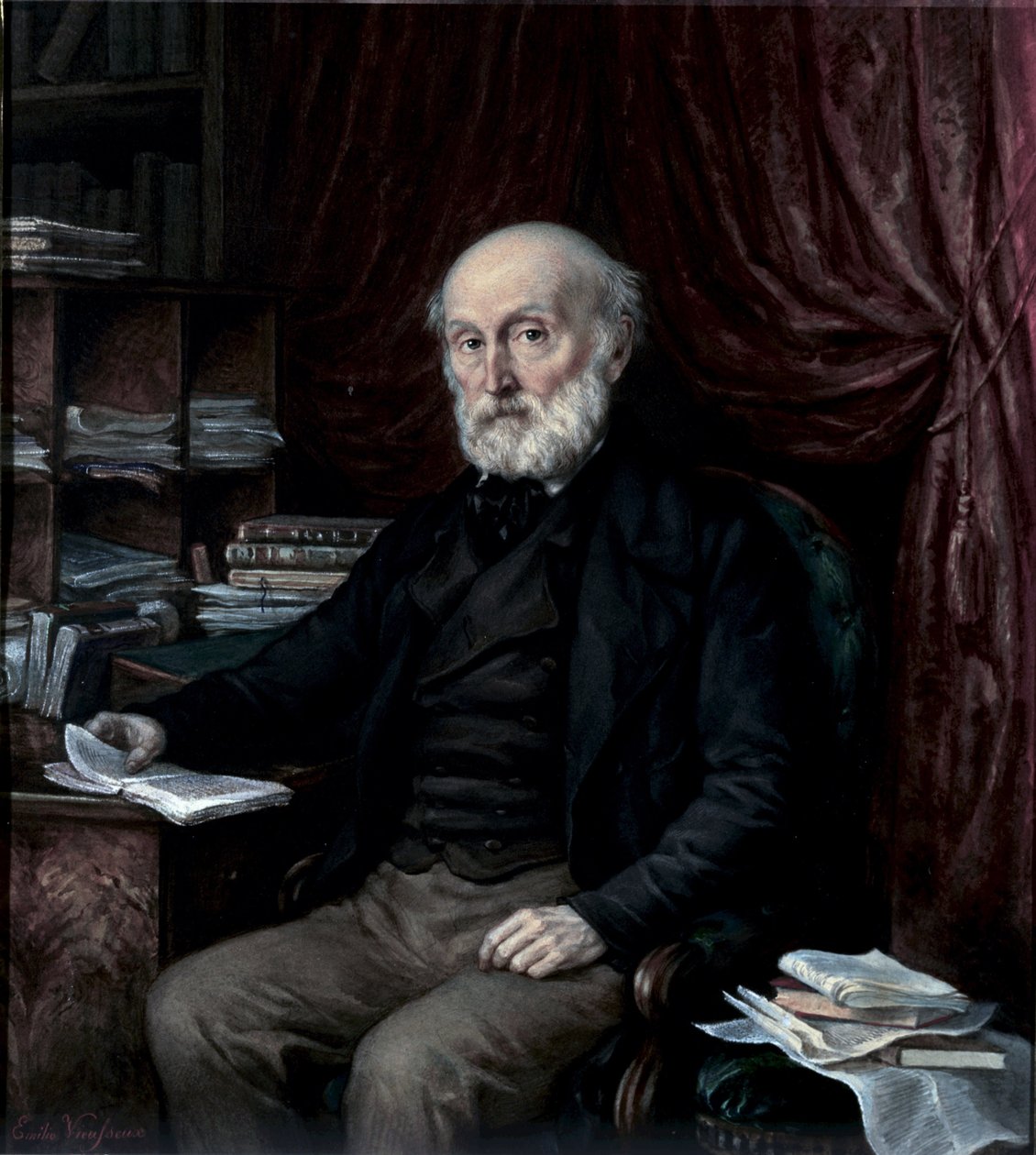Portret van Jean Pierre Vieusseux (1779-1863), cultuurliefhebber en zakenman, oprichter van het Florentijnse Leeskabinet. Anoniem schilderij uit de 19e eeuw door Unknown artist