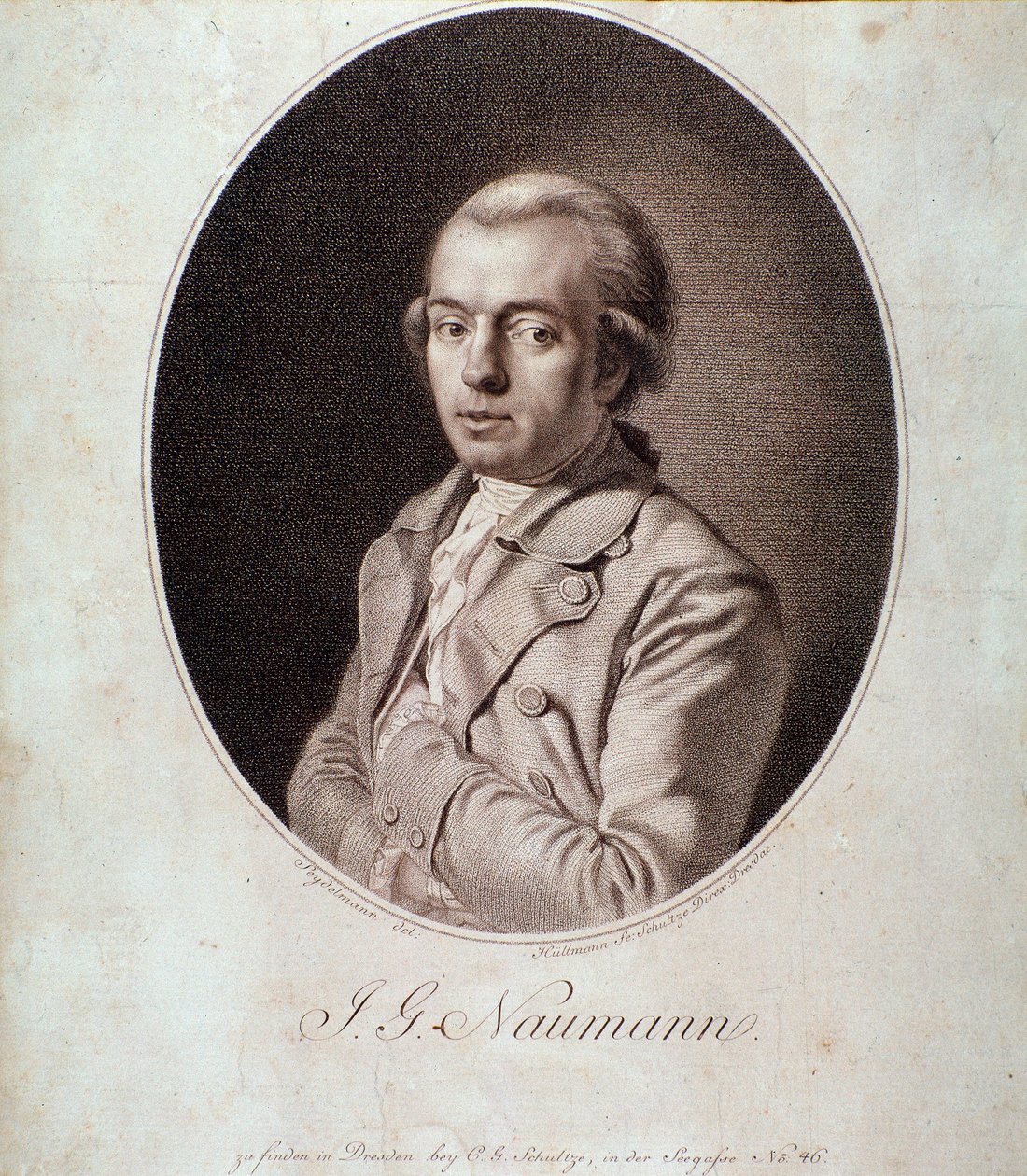 Portret van Johann Gottlieb Naumann (gravure) door Unknown artist