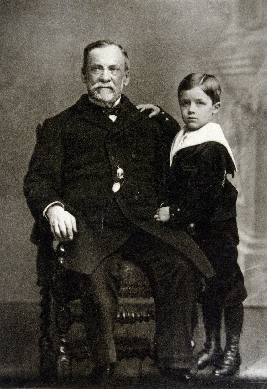 Portret van Louis Pasteur (1822 - 1895) en zijn kleinzoon Louis Pasteur Vallery-Radot in 1893 door Unknown artist