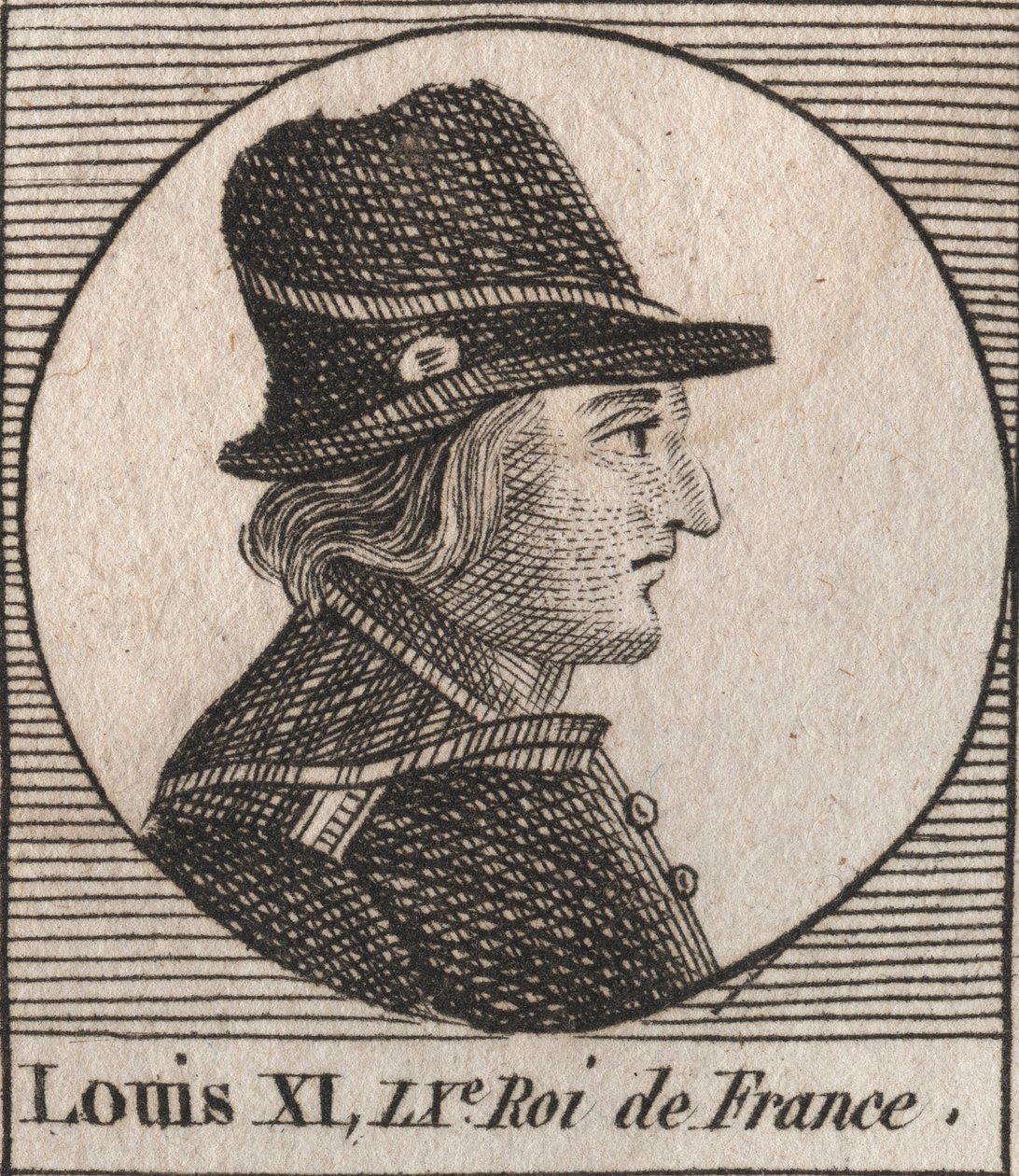 Portret van Lodewijk XI (1423-1483), koning van Frankrijk - gravure uit 