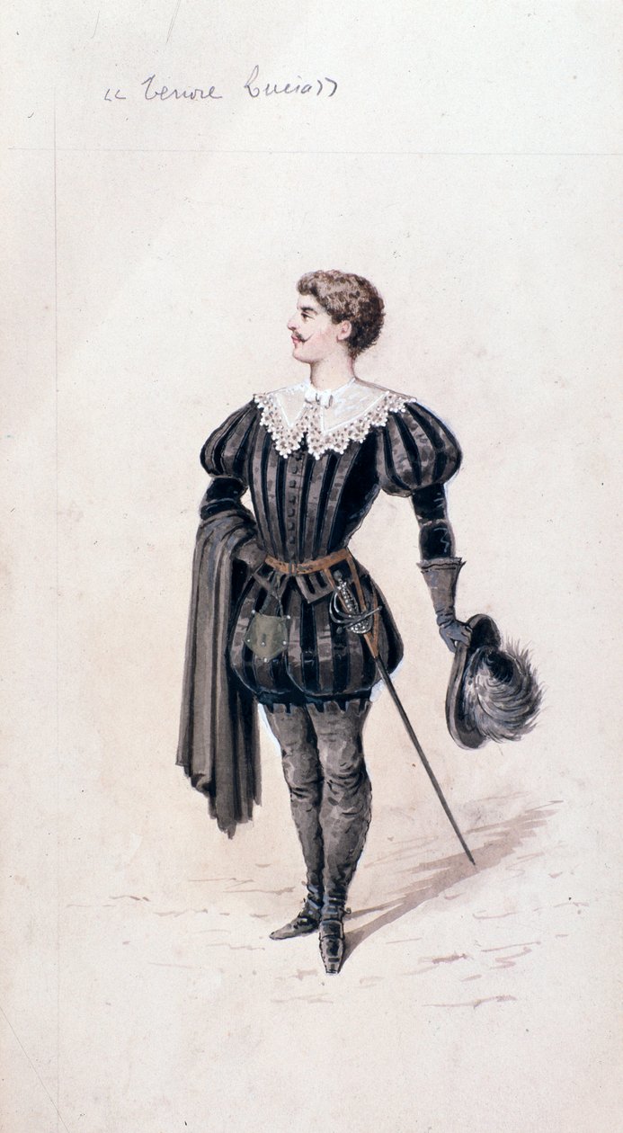 Portret van Lucio, tenor in Lucia di Lammermoor, opera van Gaetano Donizetti door Unknown artist