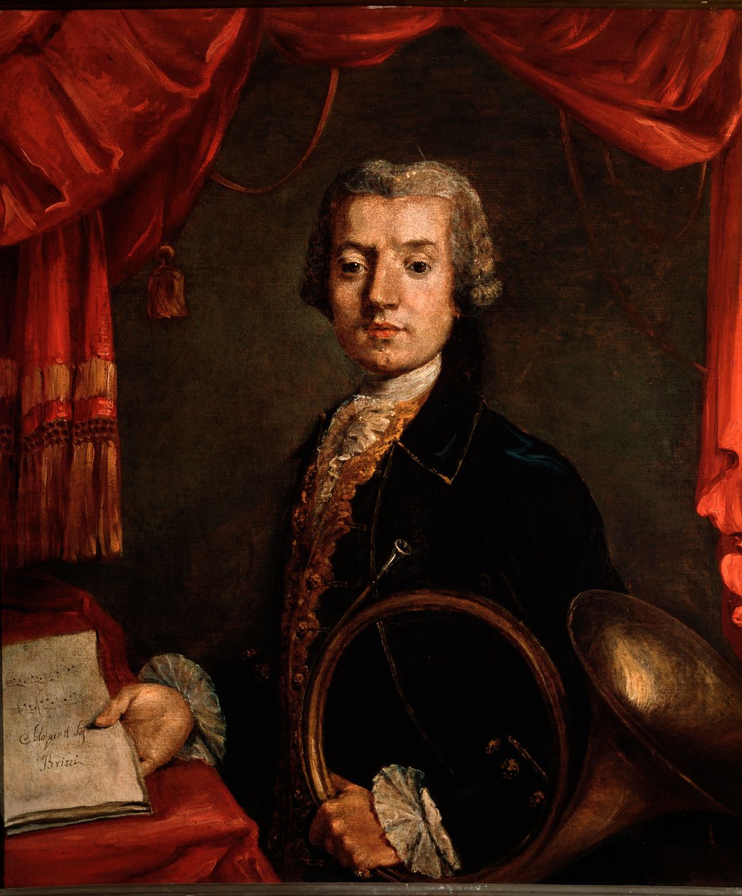 Portret van Luigi Brizzi, Italiaanse hoornspeler door Unknown artist