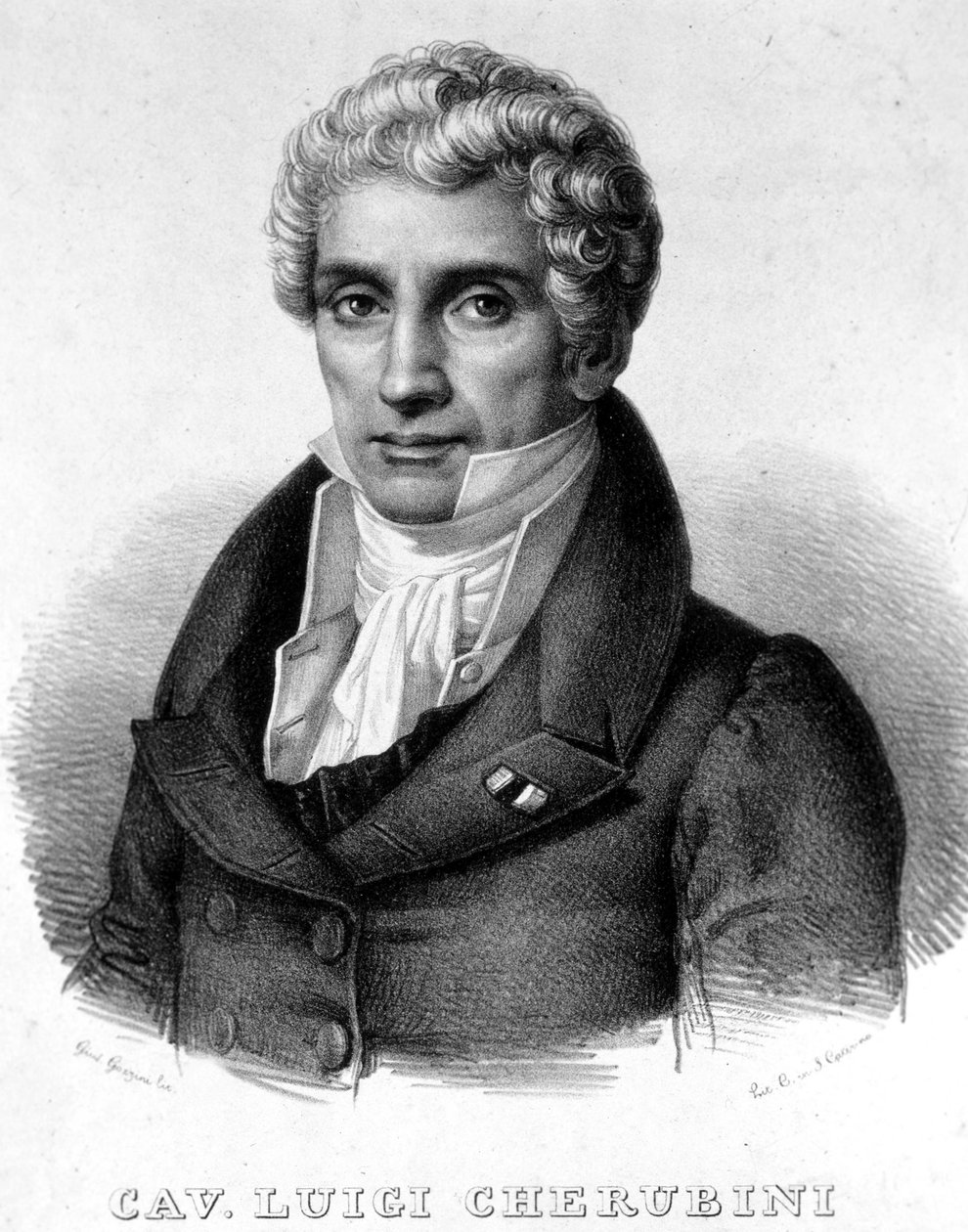 Portret van Luigi Cherubini (1760-1842), Italiaanse componist. door Unknown artist