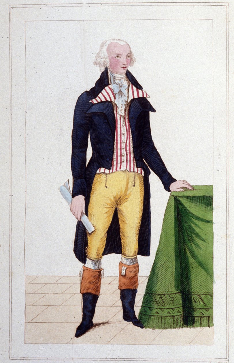 Portret van Maximilien Robespierre (1758 - 1794). Gravure uit 1830 door Unknown artist