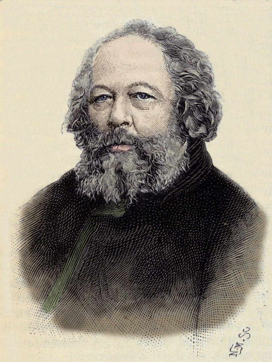Portret van Mikhail Aleksandrovich Bakunin (1814-1876), Russische anarchist. door Unknown artist