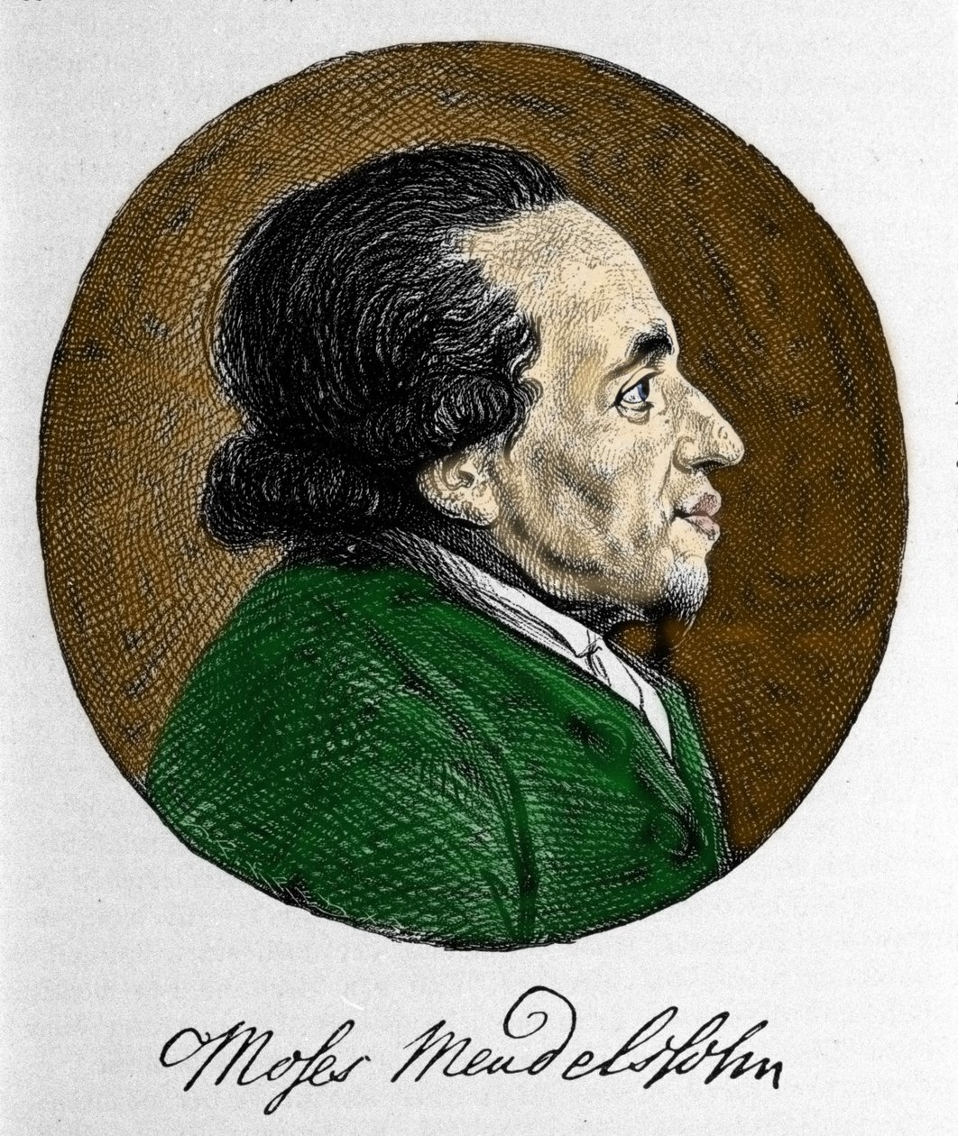 Portret van Moses Mendelssohn (1729 - 1786), filosoof en ware grondlegger van het moderne jodendom. Grootvader van de muzikant Felix Mendelssohn door Unknown artist
