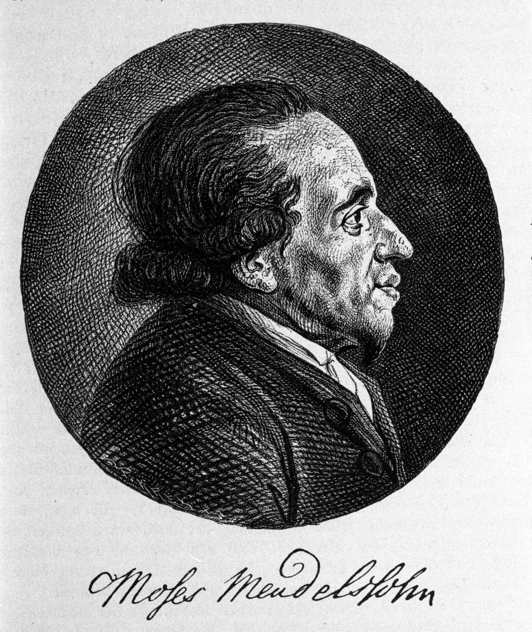 Portret van Moses Mendelssohn (1729 - 1786), filosoof en ware grondlegger van het moderne jodendom. Grootvader van de muzikant Felix Mendelssohn. door Unknown artist