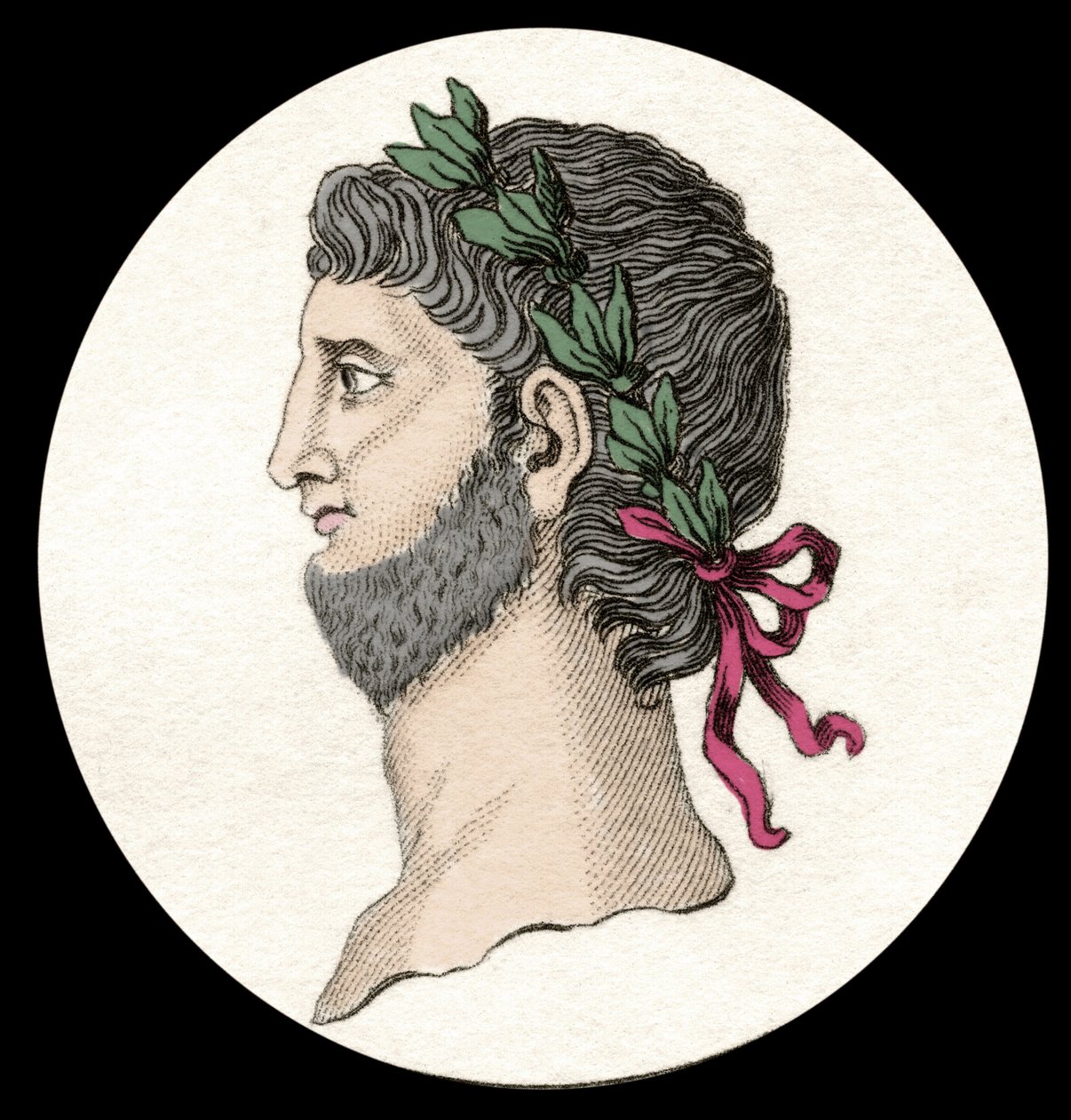 Portret van Nero Claudius Caesar Augustus Germanicus (37-68 n.Chr.), Romeins keizer (19e-eeuwse gravure) door Unknown artist