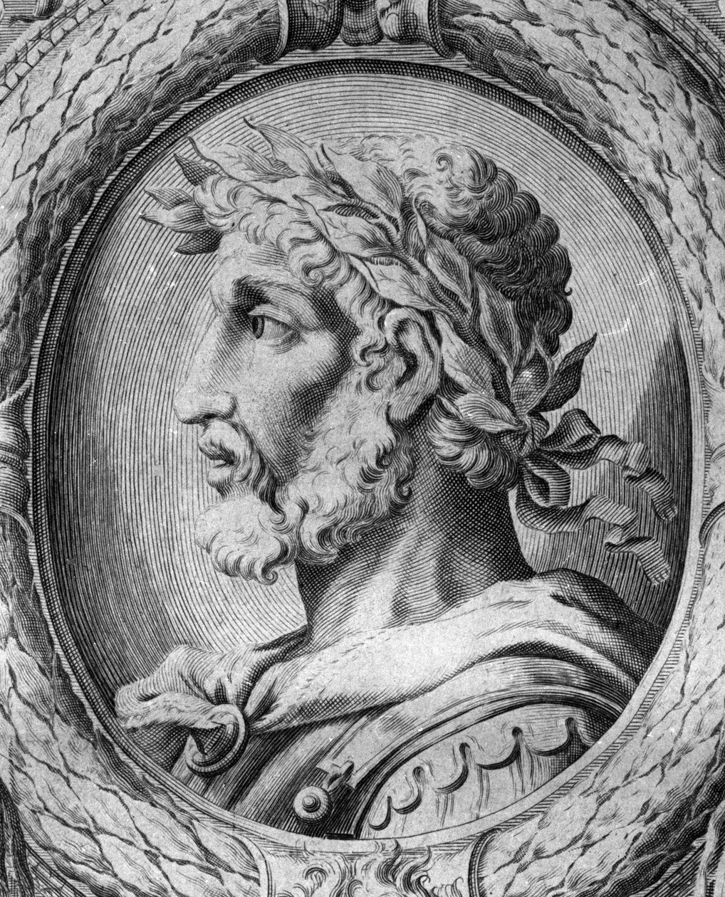 Portret van Odoacre (Odovacar), leider van de Herulen verbonden met de Hunnen en minister van Attila (435-493). Gravure uit de 18e eeuw. door Unknown artist