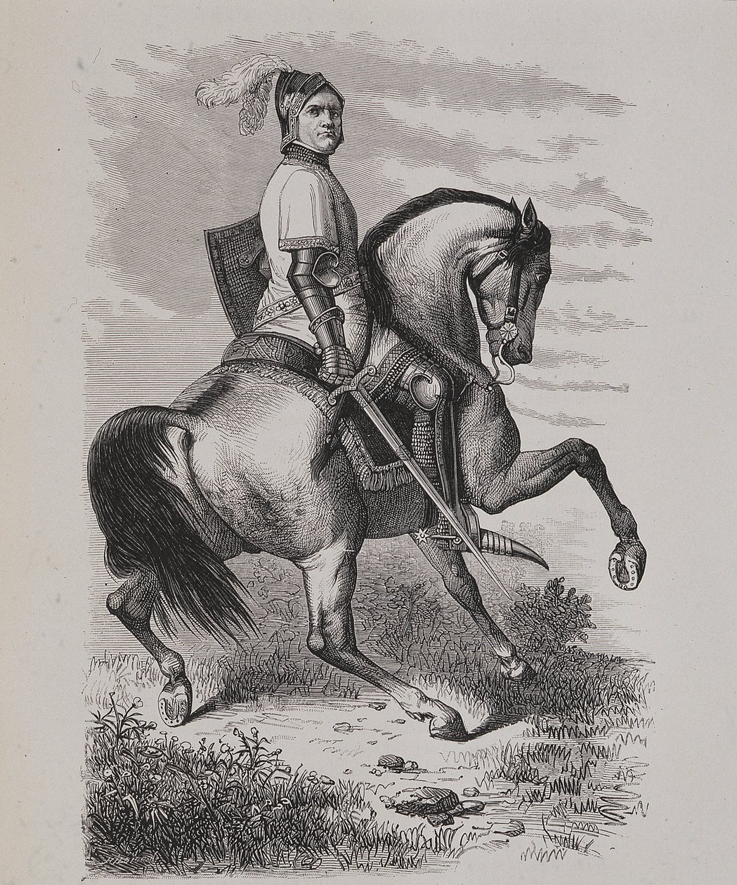 Portret van Olivier V de Clisson (1336-1407) (De Slager) te paard, gebaseerd op een schilderij van het Musée de Versailles door Unknown artist