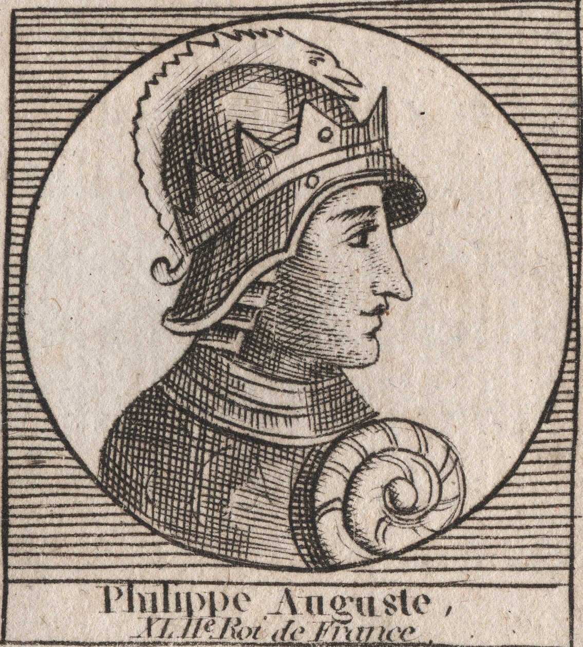 Portret van Filips II genaamd Filips Augustus (1165-1223) (gravure uit 