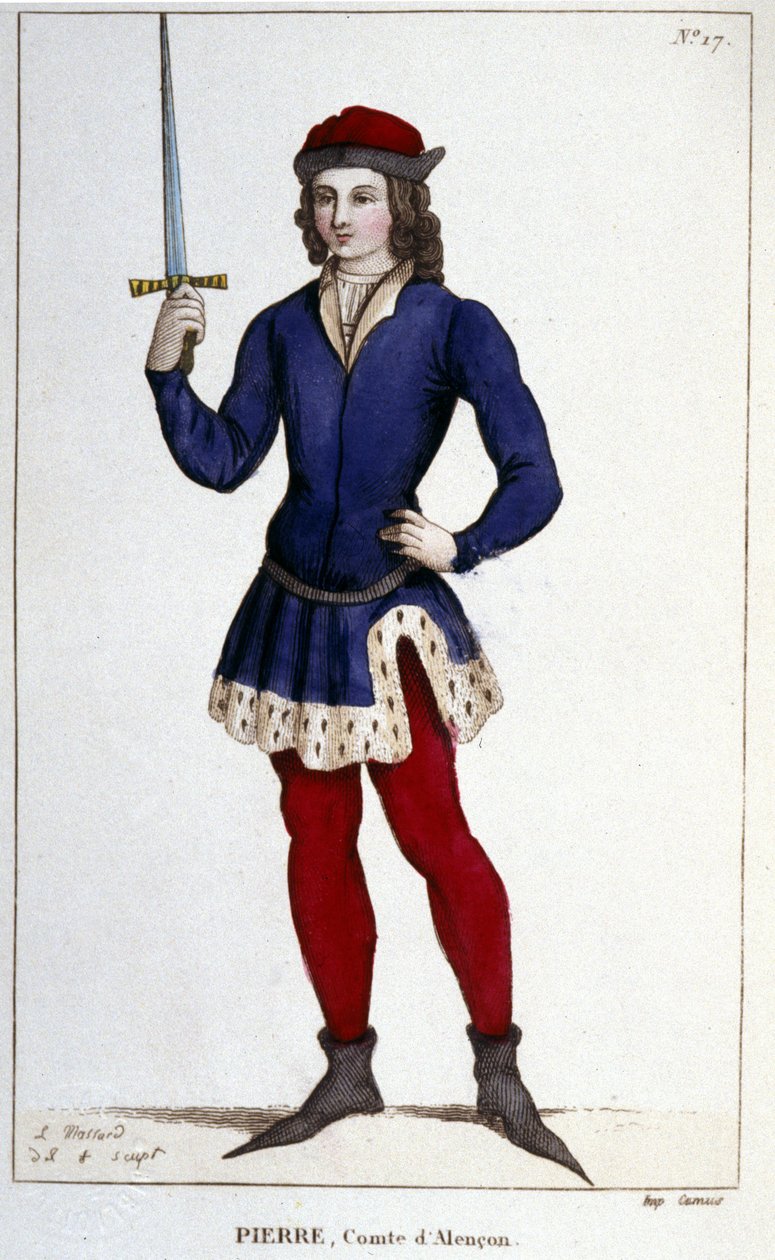 Portret van Pierre, Graaf van Alençon (1251 - 1284), Gravure uit 1830. door Unknown artist