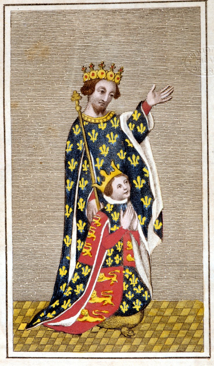 Portret van Richard III (1452 - 1485) als kind en zijn vader Richard van York. Gravure uit het einde van de 18e eeuw. Biblioteca di Brera, Milaan. door Unknown artist
