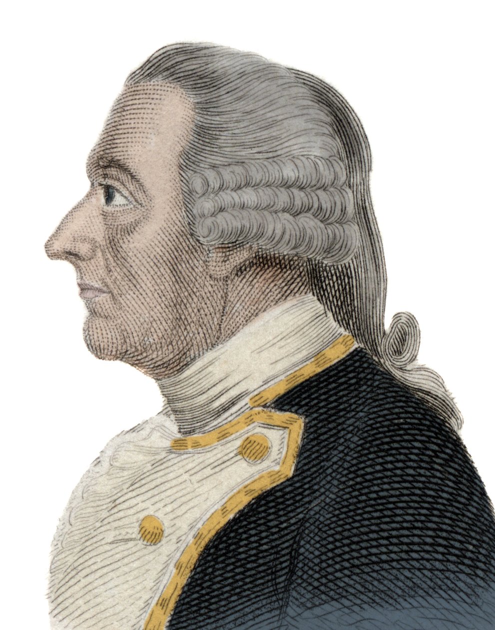 Portret van Sir Charles Hardy (1714-1780), een Engelse marineofficier en gouverneur van Newfoundland. Gravure uit de 19e eeuw door Unknown artist