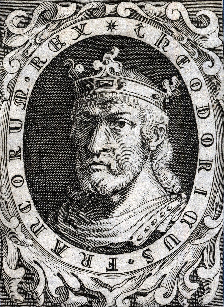 Portret van Thierry II (? - 613), Koning van Bourgondië en Austrasië. door Unknown artist