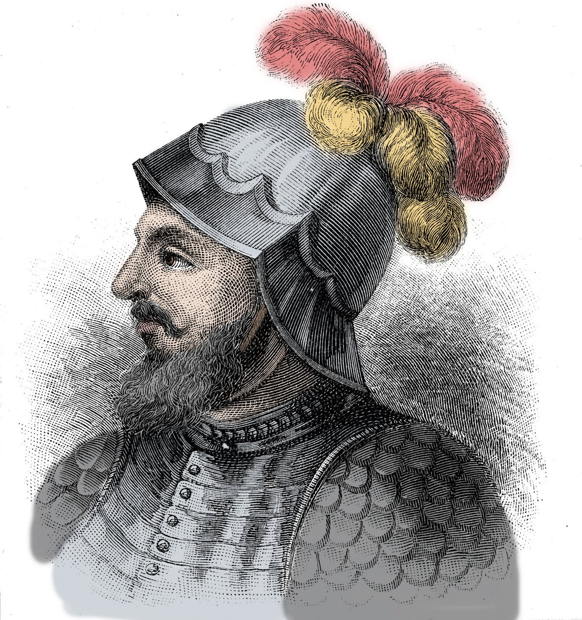 Portret van Vasco Nunez de Balboa, Spaanse conquistador (1475-1517) - Gravure 19e eeuw door Unknown artist
