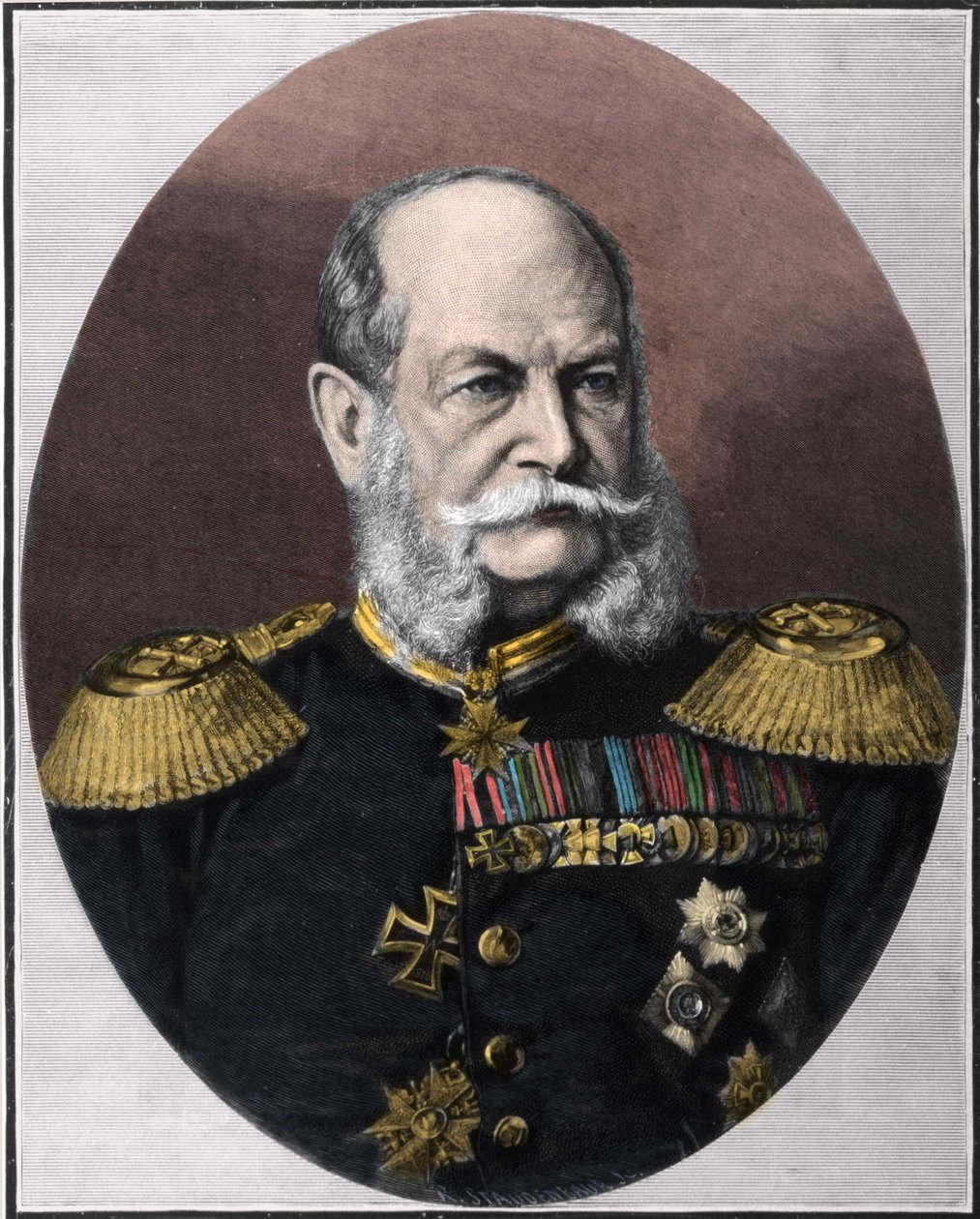 Portret van Willem I (1797-1888), koning van Pruisen en keizer van Duitsland. Gravure uit het einde van de 19e eeuw. door Unknown artist