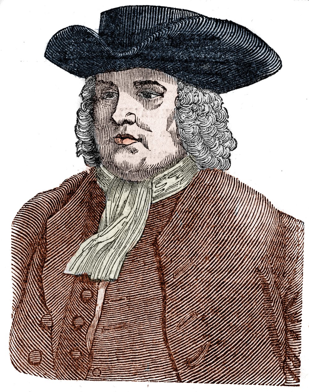 Portret van William Penn (1644-1718) oprichter van Pennsylvania. Engelse religieuze hervormer en columnist door Unknown artist