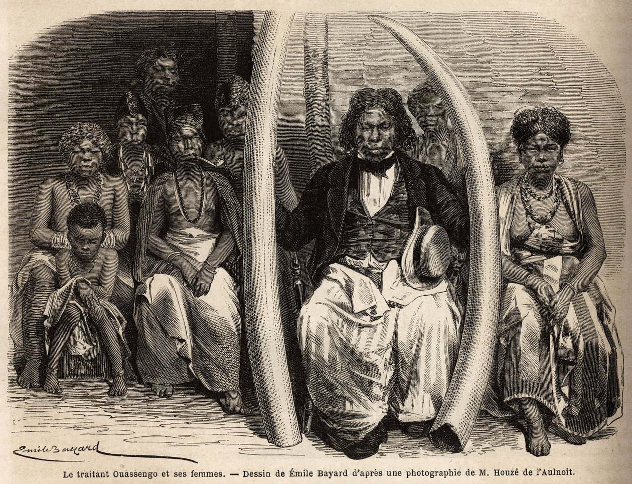 Portret van een Afrikaanse ivoorhandelaar, omringd door zijn vrouwen door Unknown artist