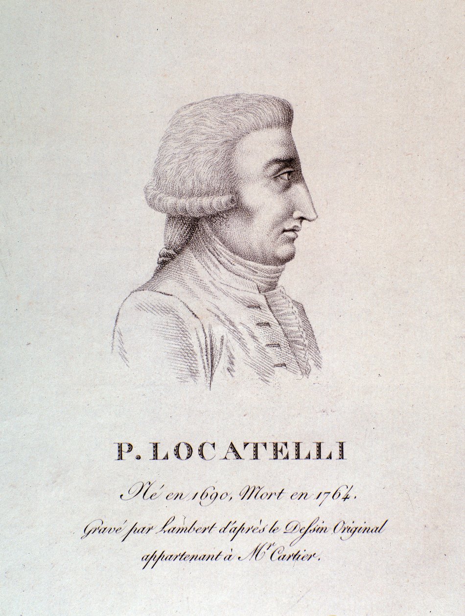 Portret van Italiaanse violist en componist Pietro Locatelli (1695-1762) Gravure. 18e eeuw. door Unknown artist