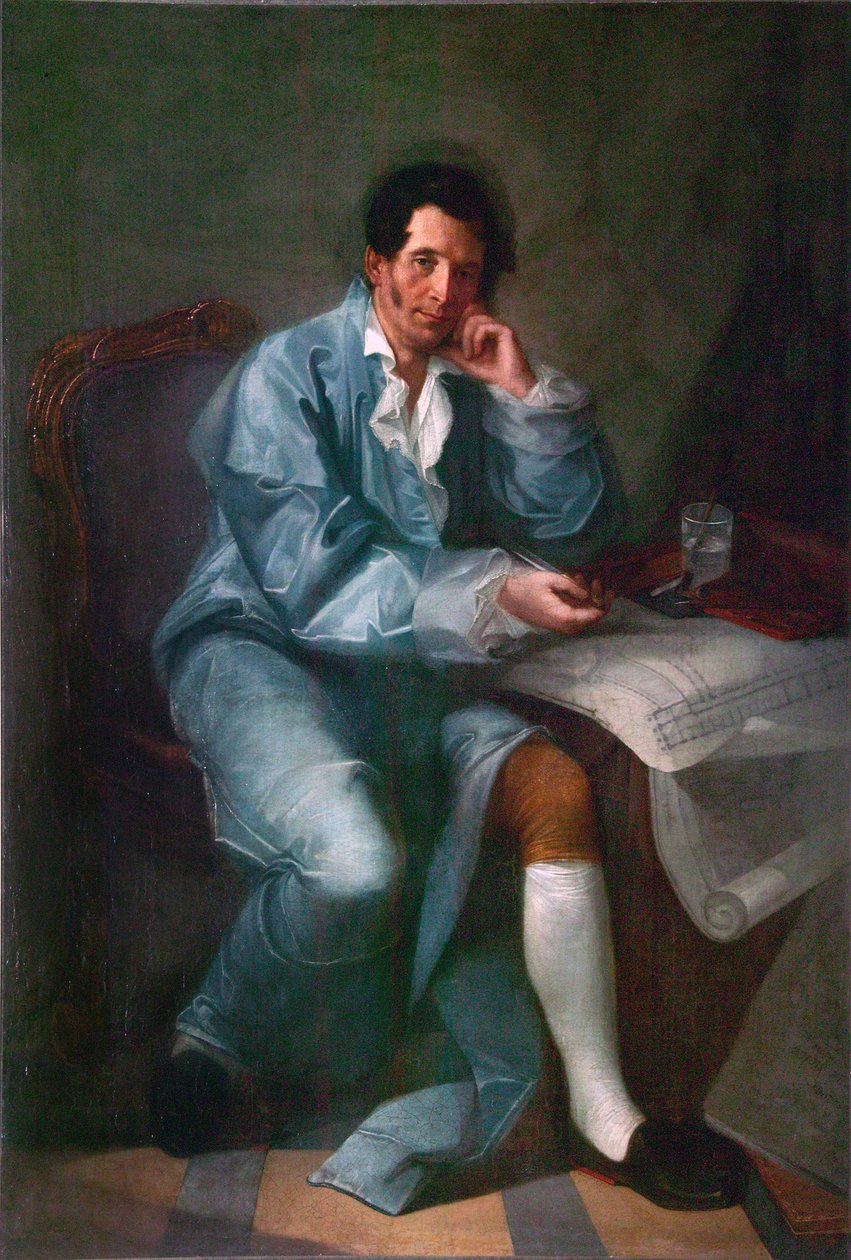 Portret van de architect Jean-Baptiste Vallin de la Mothe door Unknown artist