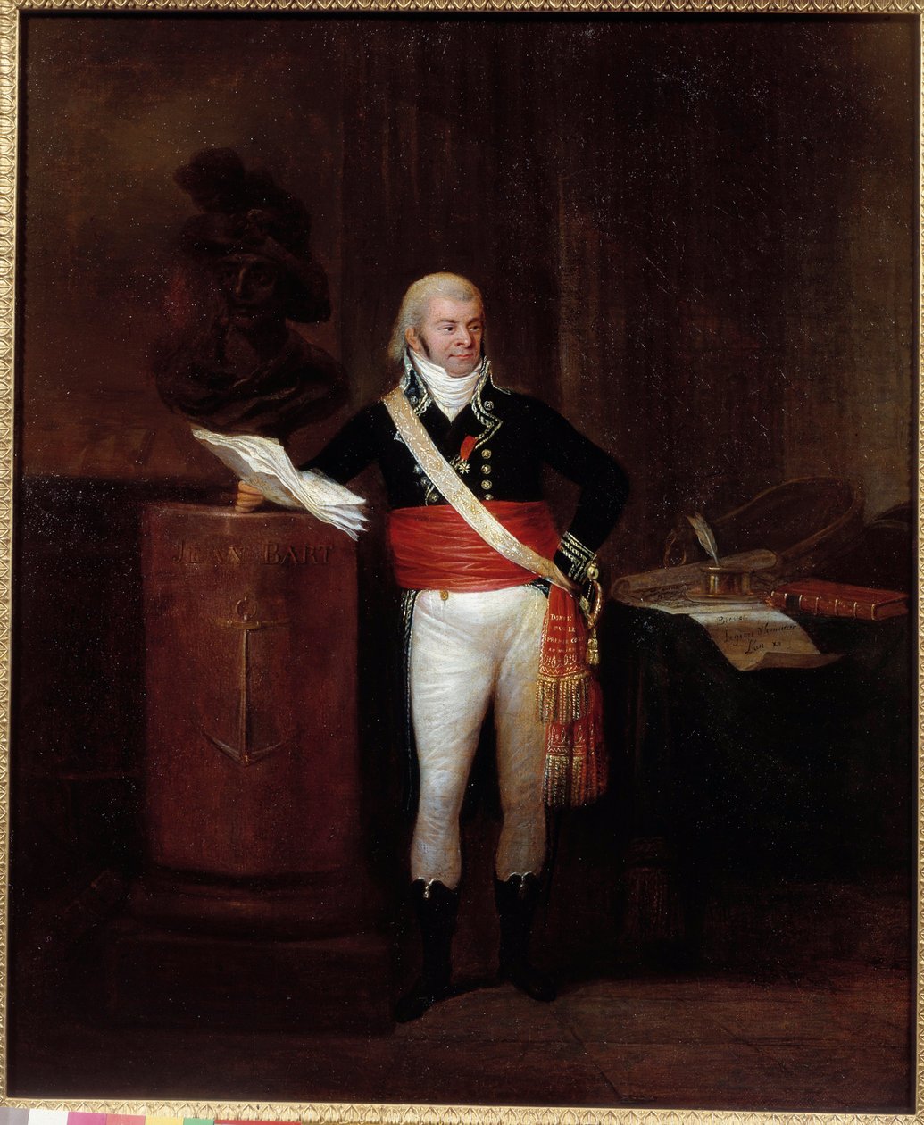 Portret van de burger Emmery, burgemeester van Duinkerken onderscheiden door Napoleon Bonaparte ondersteunt de buste van Jean Bart Anoniem schilderij. 18e eeuw. Parijs, Museum van het Legioen van Eer door Unknown artist