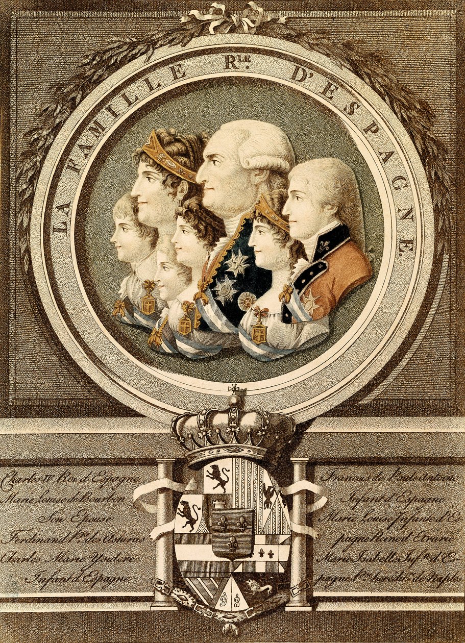 Portret van de koninklijke familie van Spanje: Koning Carlos IV (Karel IV) door Unknown artist