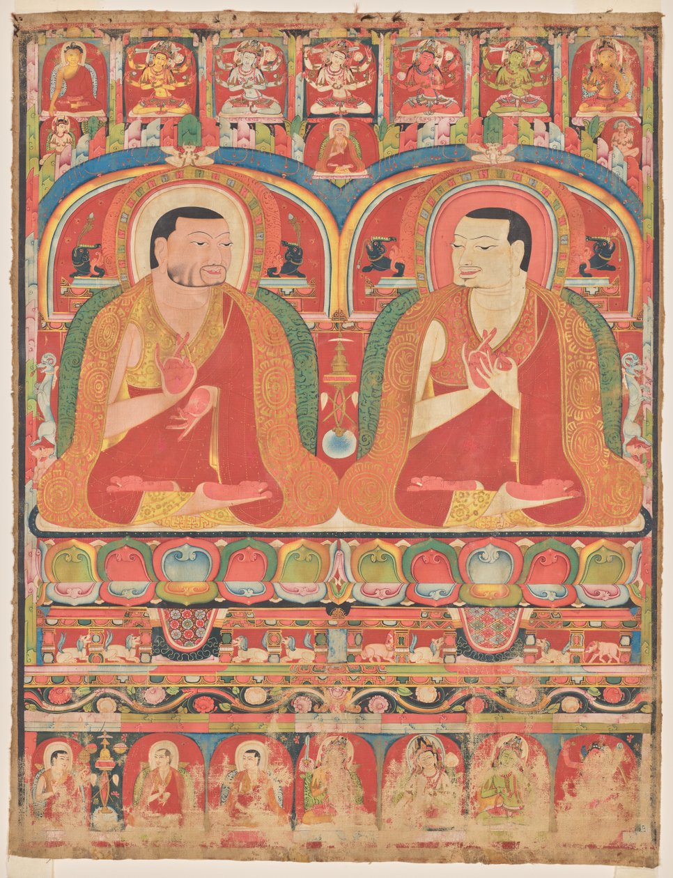 Portretten van twee meesters van de Kagyu-orde: Phagmo Drupa (1110-1170) en Tashipel (1142-1210) door Unknown artist