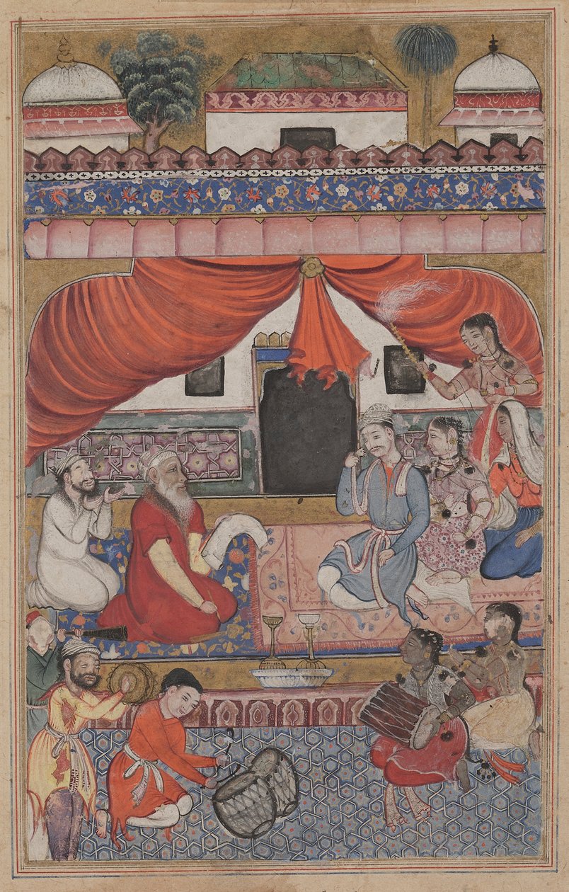 Voorbereiding voor het huwelijk van Mahmuda met de jonge vizier, uit een Tuti-nama (Verhalen van een Papegaai): Drieëndertigste Nacht door Unknown artist