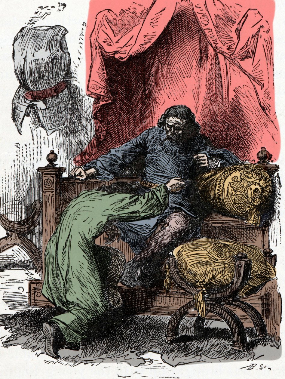 Prins Hendrik biedt zijn leven aan wanneer zijn vader twijfelt aan zijn loyaliteit bij het teruggeven van de kroon - Prins Hendrik (ook bekend als Bollingbroke, Hendrik IV van Engeland) door Unknown artist