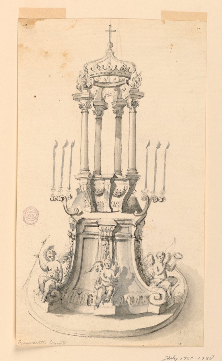 Project: Een steiger voor de tentoonstelling van de Hostie (of een relikwie) door Unknown artist