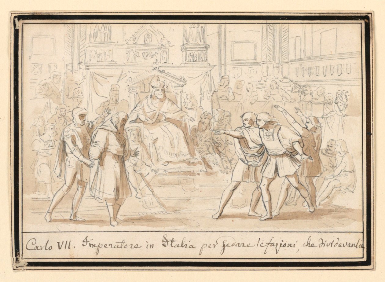 Verzoening van vijanden in Italië door keizer Hendrik VII door Unknown artist