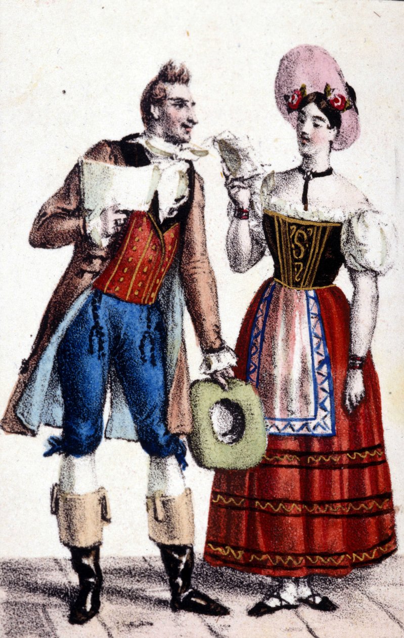 Voorstelling van Dulcamare en Alina (respectievelijk uitgevoerd door Frezzolini en Heinefetter) in de opera 